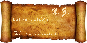 Neller Zalán névjegykártya